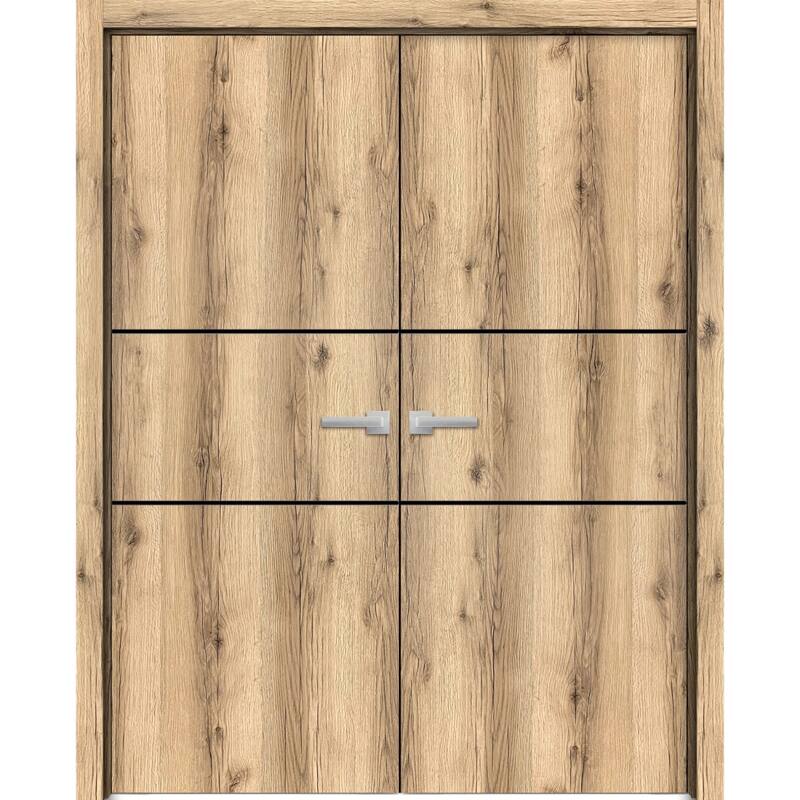 Solid French Double Doors 36 x 80 Planum 0014 Oak with - 72" x 80" ( 2* 36x80)