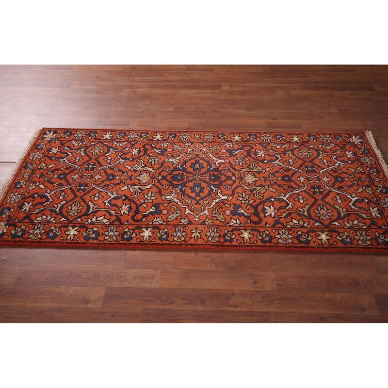 All-Over Orange Kazak Oriental Accent Rug Handmade Wool Carpet - 2'8"x 6'0"
