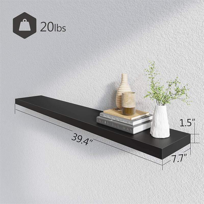 Floating Shelves40 in W x 8in D Wall Mounted Wooden Shelves with Invisible Brackets Set of 2 - 7"D x 40"W x 2"H