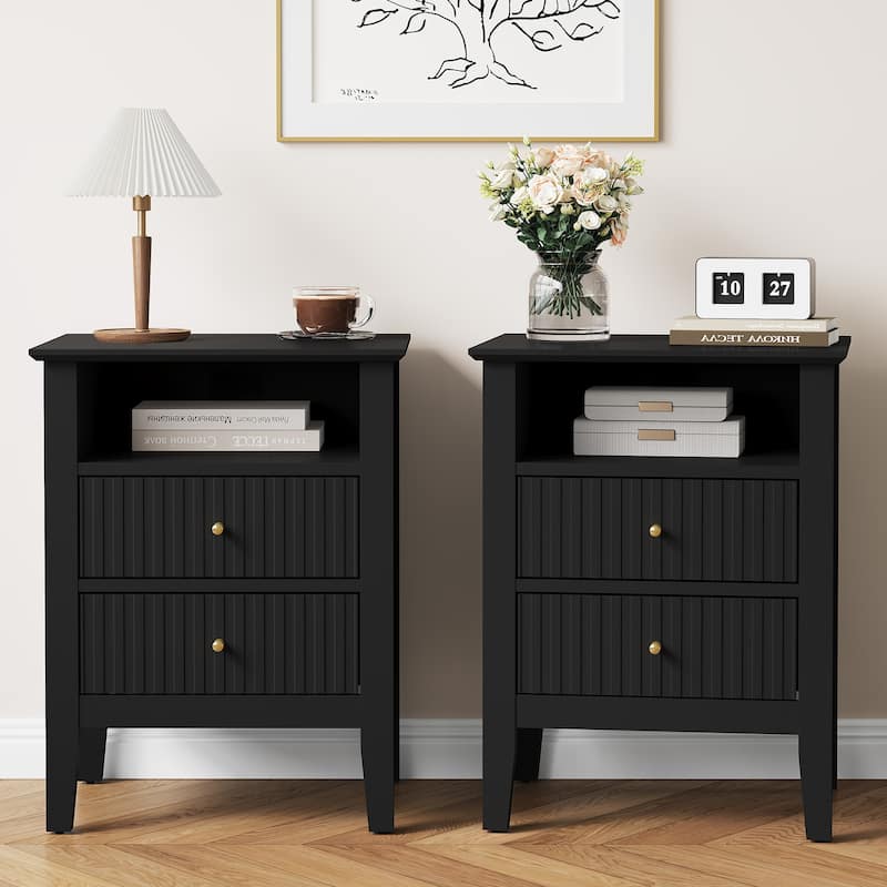 Nightstand with 2 Drawers, Set of 2
