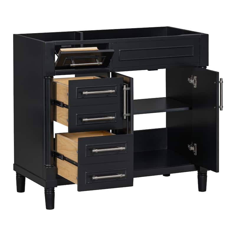 36''Bathroom Vanity without Sink,Cabinet,2 Drawers,a Tip-out Drawer,Vanity Only,Height Adjustable Shelf( NOT INCLUDE SINK)