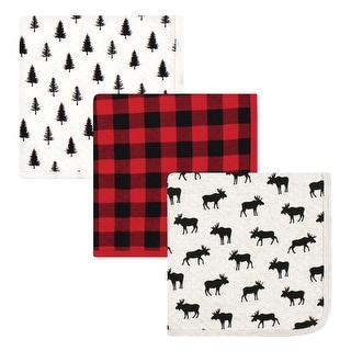 Hudson Baby Infant Boy Quilted Multi-Purpose Swaddle, Receiving, Stroller Blanket, Moose 3-Pack, One Size
