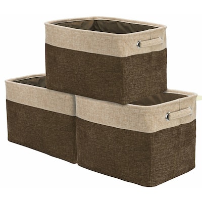 Large Storage Basket Rectangular Fabric Collapsible Organizer Bin 3 Pack
