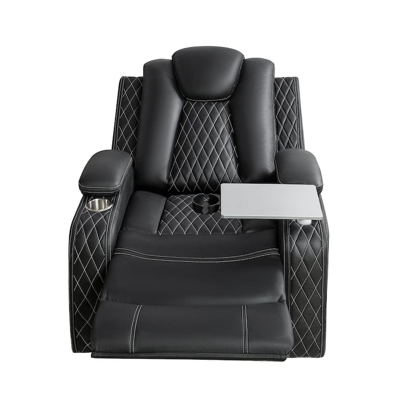 Premium Air Leather Home Theater Loveseat with LED Lights, Recliner with Built-in Speakers & Wireless Charging