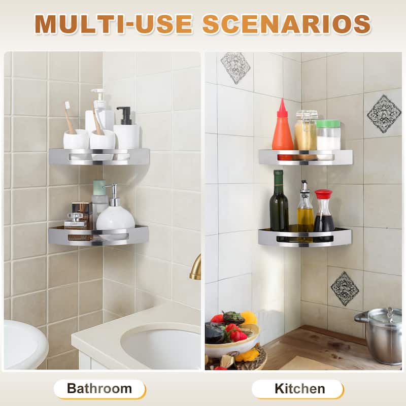 WOWOW Two Piece Stainless Steel Modern Wall Mounted Storage Basket - N/A
