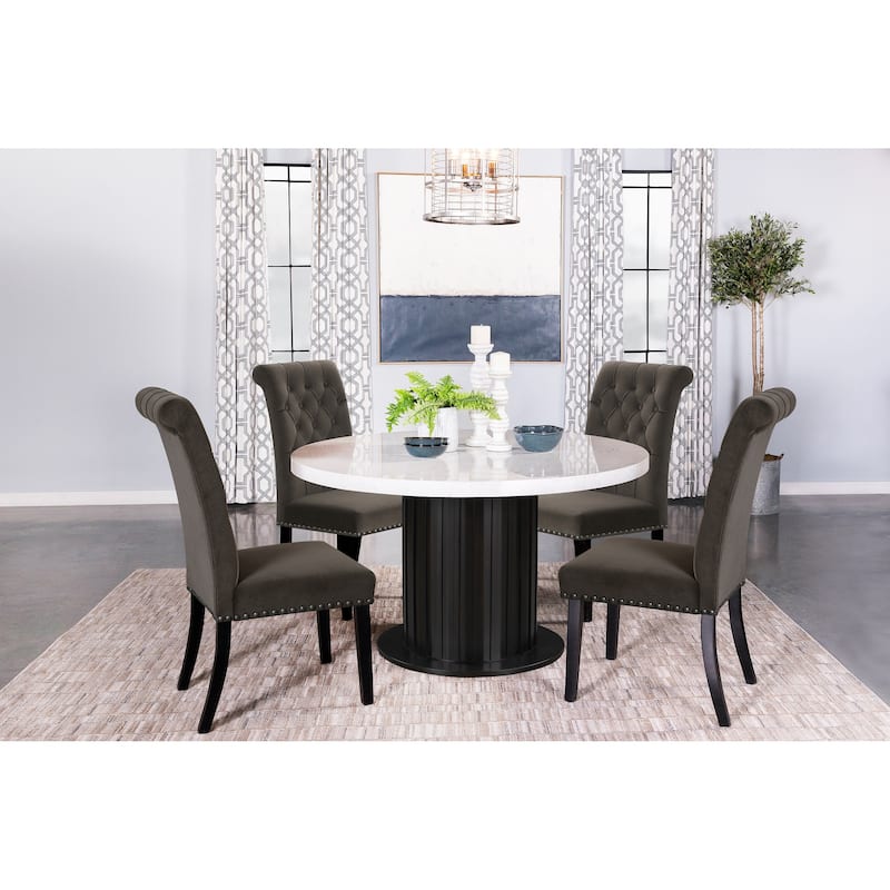 Belinda 5-piece Round Dining Set with Upholstered Chairs