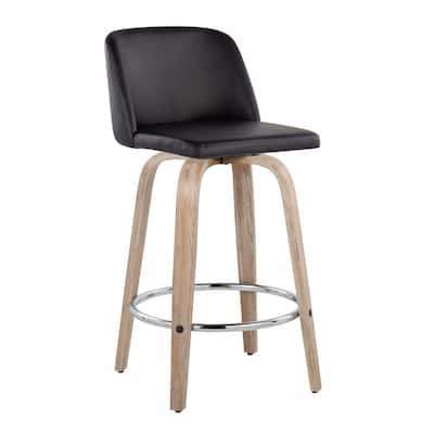 Carson Carrington Vallberga 26" Fixed-Height Counter Stool With Whitewashed Wood Base (Set of 2)