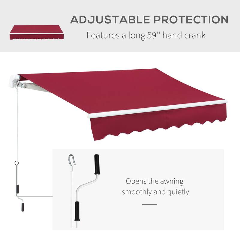 8'x6.6' 10/12/16/20x10 Manual Yard Retractable Sunshade Patio Deck Awning Canopy