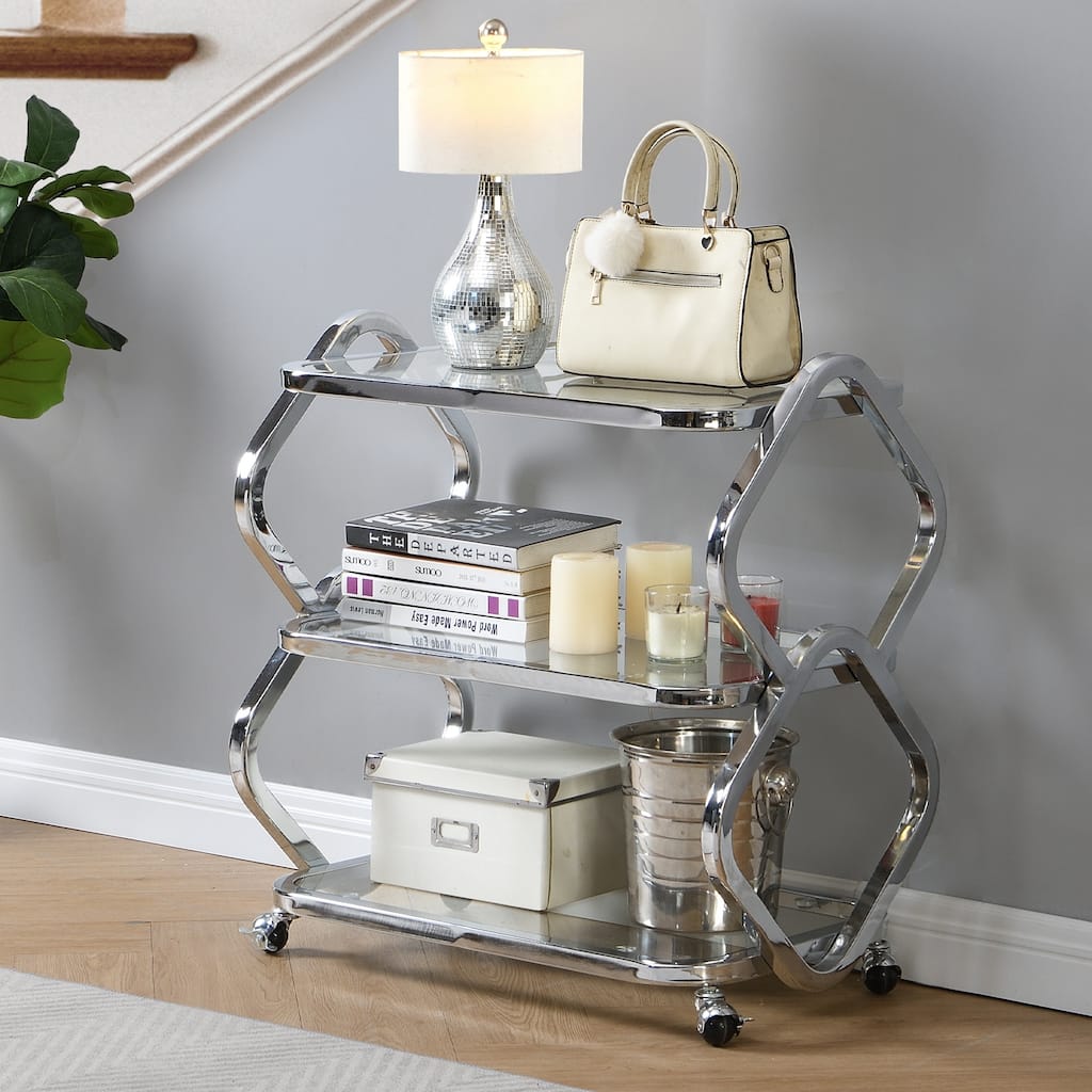 Console Table, Entryway Table with Glass Shelf, Modern Sofa Table - 15.7*27.6*28.4''