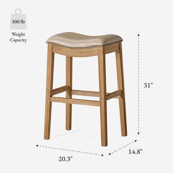 dimension image slide 5 of 11, Maven Lane 31" Adrien Saddle Kitchen Bar Height Stool - N/A
