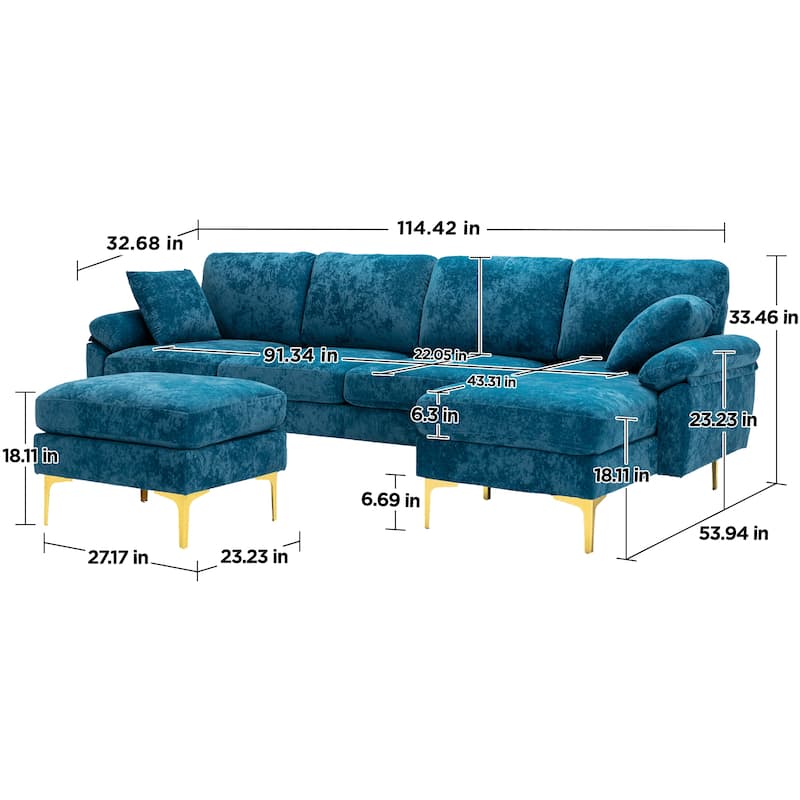 Kata 115" Sectional Sofa with Ottman