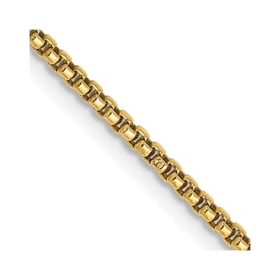 Curata 14k Yellow Gold 1.5mm Hollow Round Box Chain Necklace Options: 16 18 20 22 24 26 28 30