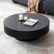 preview thumbnail 3 of 22, Modern Natural Black Round Coffee Table with Sturdy Pedestal No Assembled 35.43" - Black-Meidum