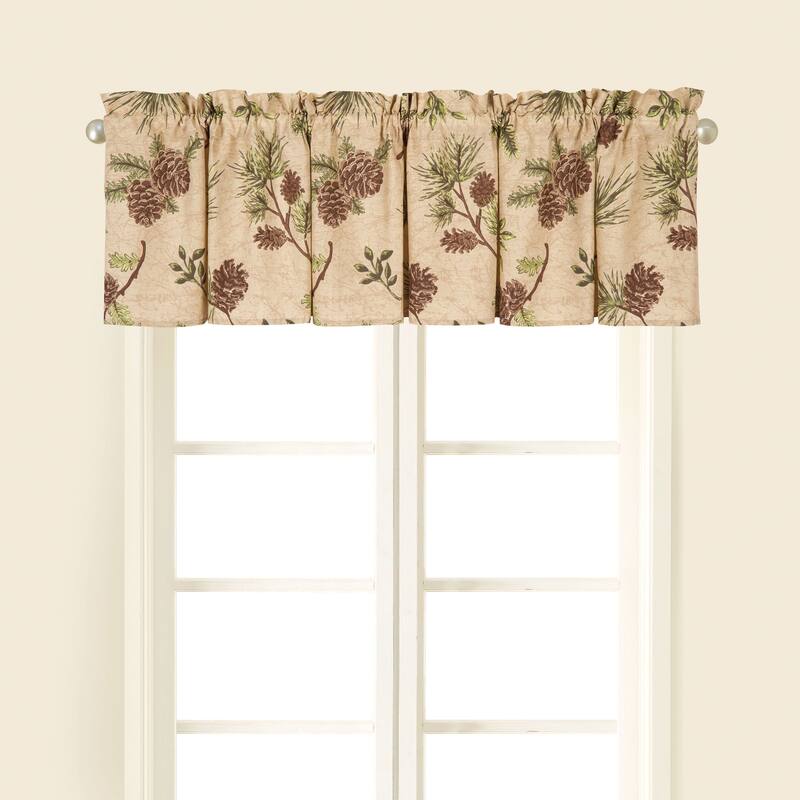 Sierra Retreat Brown Pinecone Window Curtain Valance Set 2 - 15.5 x 72