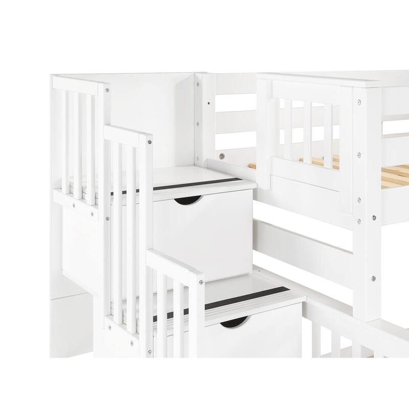 Taylor & Olive Trillium Twin over Full Stairway Bunk Bed, Full Trundle