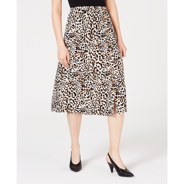 BCX Women's Animal-Print Buttoned Skirt Black Size Extra Small - Overstock - 33611883