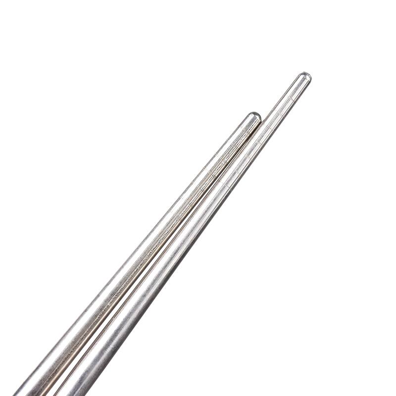 8.9" Length Gray Vine Pattern Stainless Steel Chopsticks Pair - Siver Tone, Gray