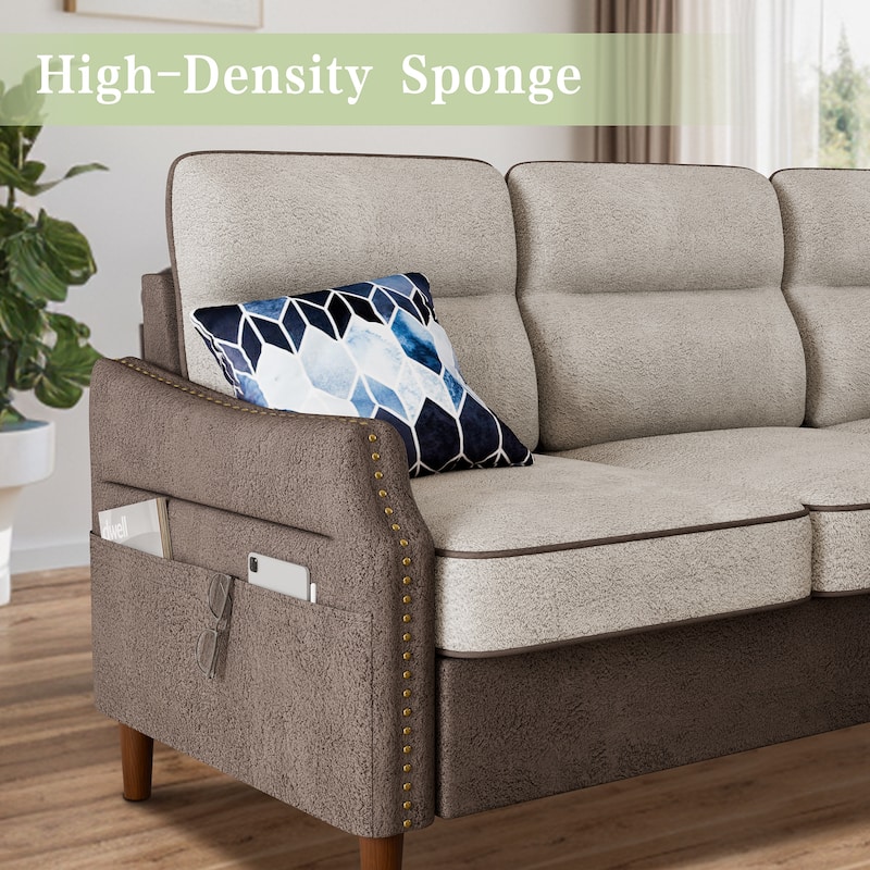 Futzca 78” L Shaped Sofa Couch with Ottoman and Side Storage Bag