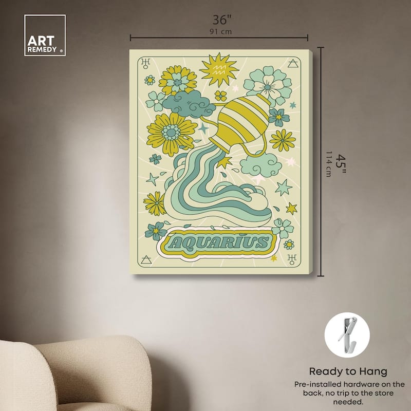 Aquarius Stars Card Canvas by Art Remedy, Gallery Wrapped
