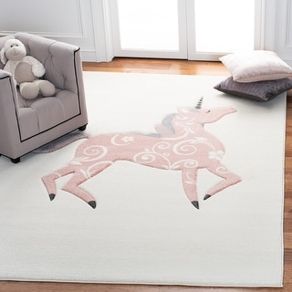 SAFAVIEH Carousel Kids Maronna Unicorn Rug - Pink/Ivory - 3'3" x 5'3"
