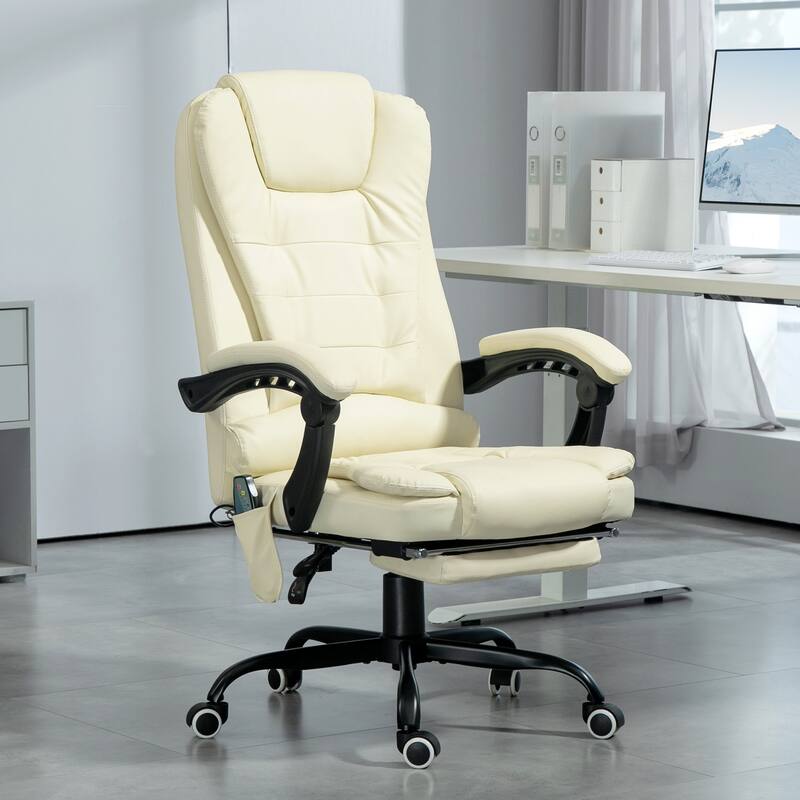 7-Point Vibrating Massage Office Chair with Lumbar Support, Footrest, Reclining Back, Adjustable Height