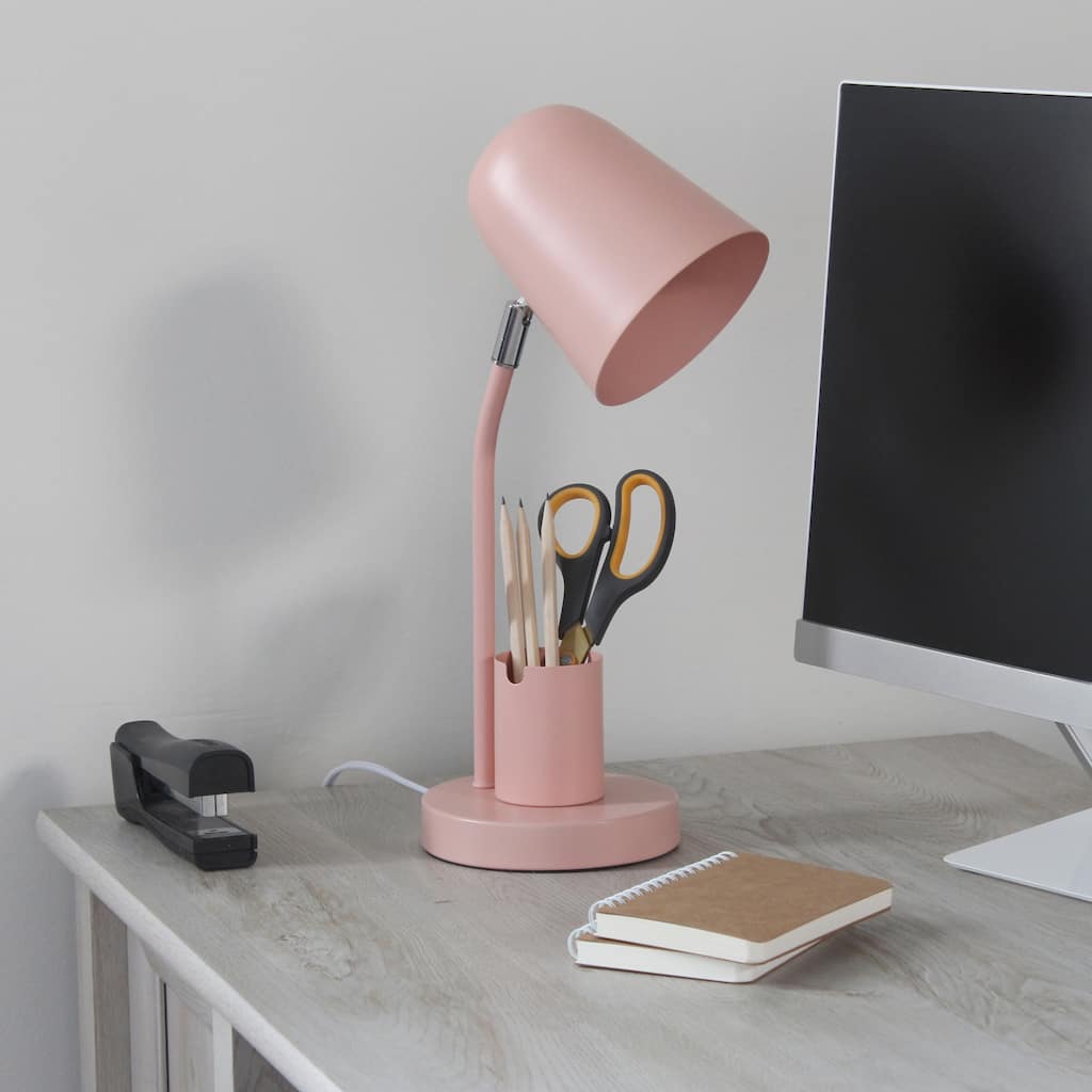 Adjustable Gooseneck Desk Lamp with Metal Shade - 15.75" - Blush Pink