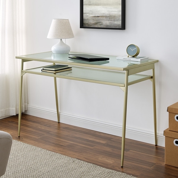 Silver Orchid 48-inch Metal and Glass Two-Tier Desk. Opens flyout.