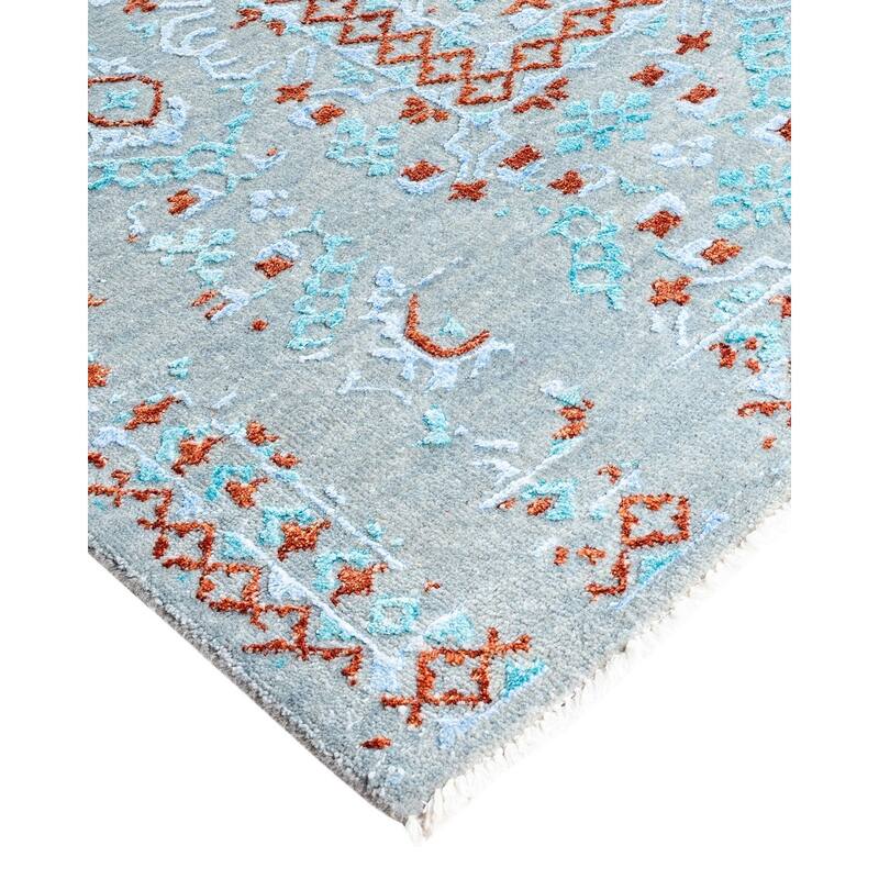 Ikat One-of-a-Kind Hand-Knotted Area Rug - Gray, 8' 10" x 11' 10" - 8' 10" x 11' 10"