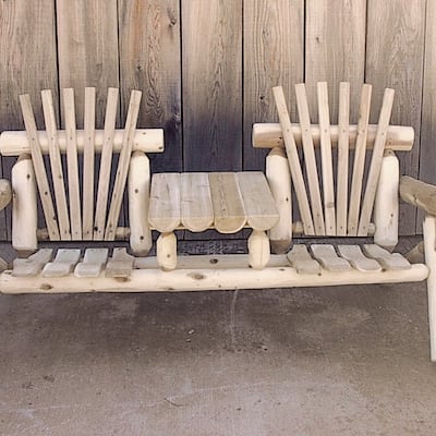 White Cedar Log Settee with Center Table
