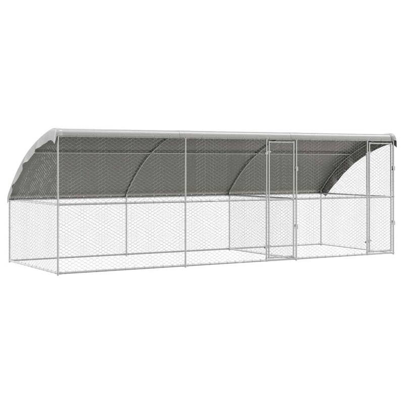 vidaXL Dog Kennel 2 pcs Silver Steel