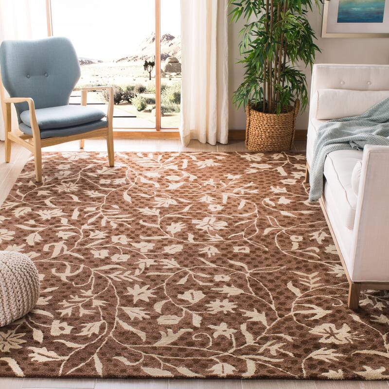 SAFAVIEH Handmade Soho Ashanti N.Z. Wool Rug - 7'6" x 9'6" - Brown/Ivory