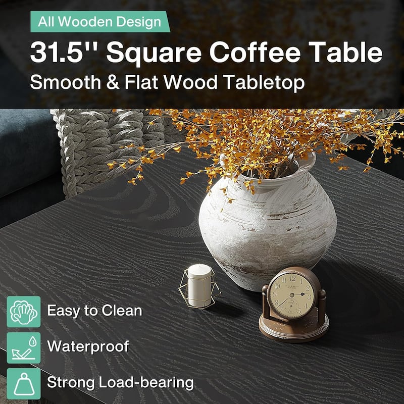 Vintage Square Coffee Table, Center Table for Living Room Cocktail Table