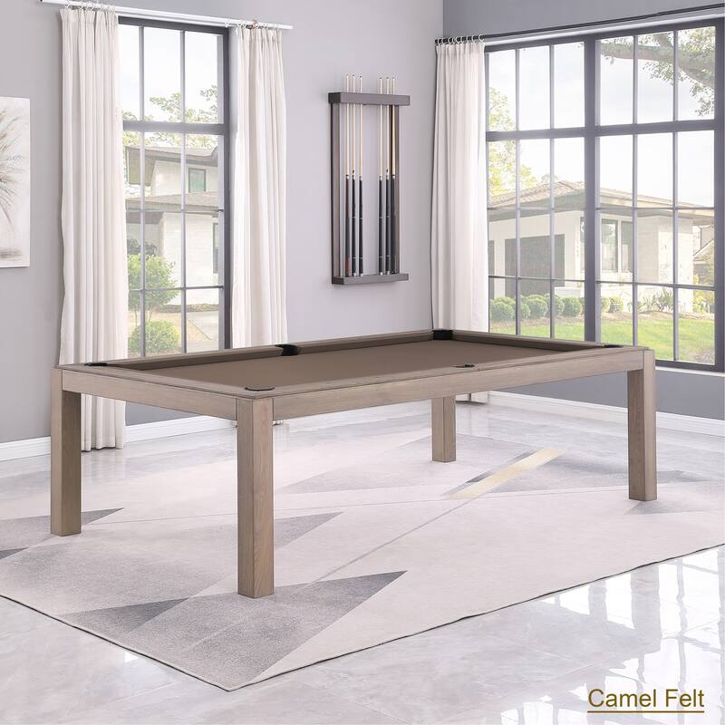 Olivia GreyWash Ash 7ft Billiard Slate Pool Table with dining top - Tan