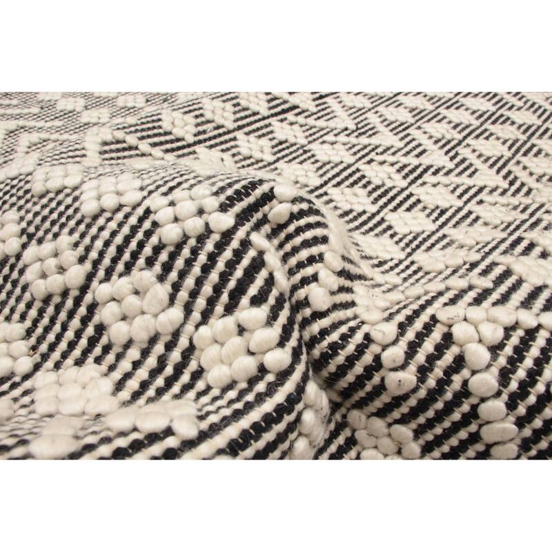 ECARPETGALLERY Braid weave Sienna Black Wool Rug - 5'0 x 8'1