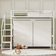 preview thumbnail 8 of 10, Twin/Full Size Metal Loft Bed Frame with Wardrobe(w/Curtain), Storage Staircase and Guradrails, Large Space Underneath - White