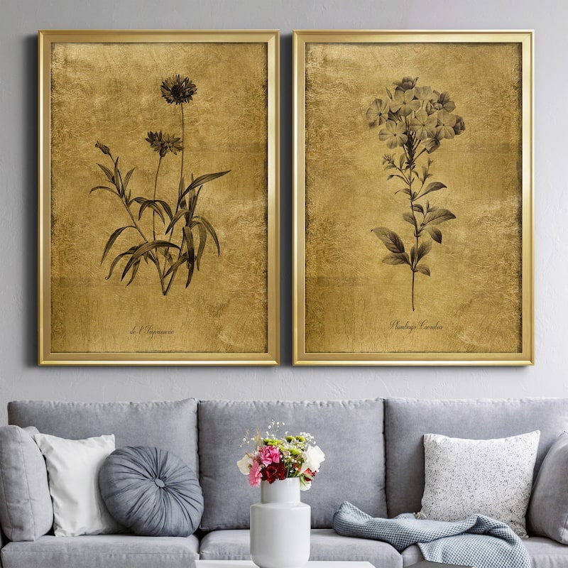 Gold Sketch Botanical I Premium Framed Print - Ready to Hang - Multi-Color