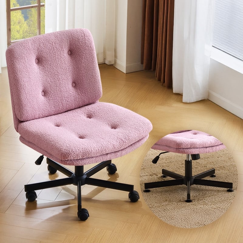 Tufted Teddy Fleece Swivel Chair With Reclining And Foot Studs - Purple