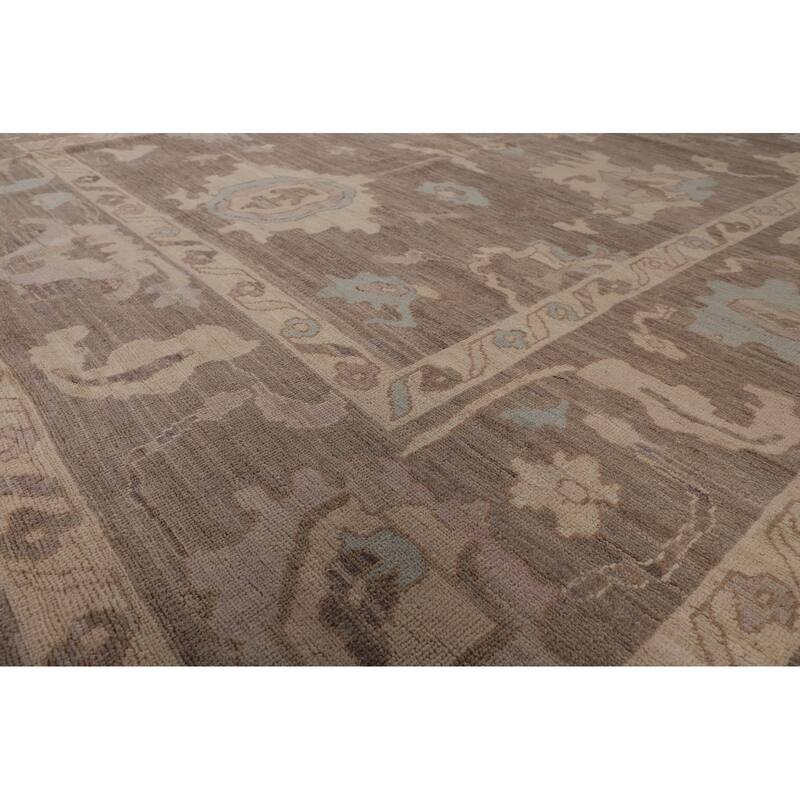 Brown Oushak Turkish Area Rug Handmade Wool Carpet - 8'5" x 9'10"