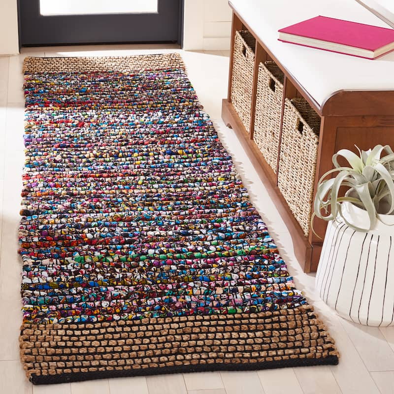SAFAVIEH Handmade Cape Cod Mindel Boho Coastal Rug - 2'3" x 8' Runner - Natural/Blue
