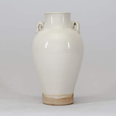 Artissance 10.2 in. H White Porcelain Vintage Style Vase w/2 handles