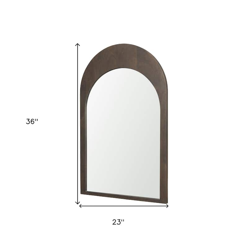 HomeRoots 36" Brown Solid Wood Arch Framed Accent Mirror - 23.00 in. x 36.00 in. x 1.00 in.