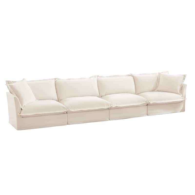 4-Seater Chenille Sofa with Removable Cover for Living Room