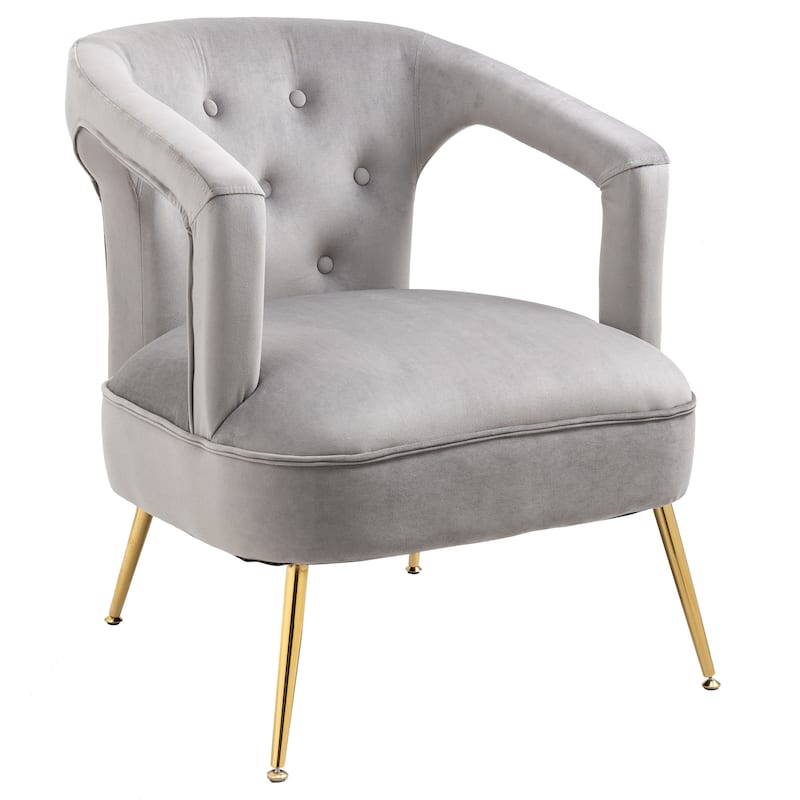 Velvet Upholstered Tufted Livng Room Leisure Chair With Golden feet
