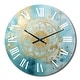 preview thumbnail 10 of 9, Designart "Divine Mandala Delicate Gold Gentle Turquoise IV" Boho Mandala Oversized Wall Clock