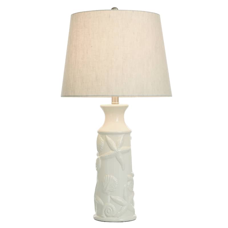 Ceramic Table Lamp - Glazed Finish - Light Grey Shade