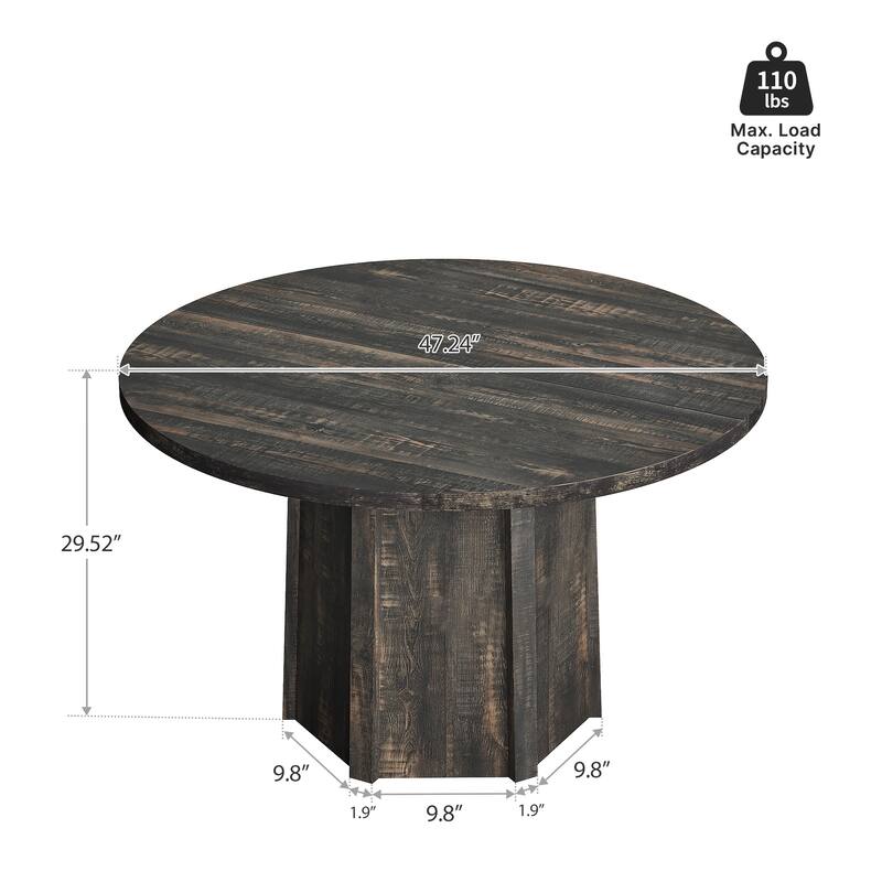 Moasis 47" Round Dining Table for 4, Kitchen Farmhouse Dinner Table