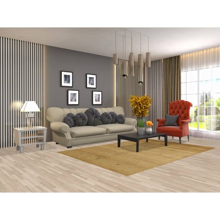 Tribal Gold Gabbeh Oriental Area Rug Handmade Wool Carpet - 5'3"x 7'8"