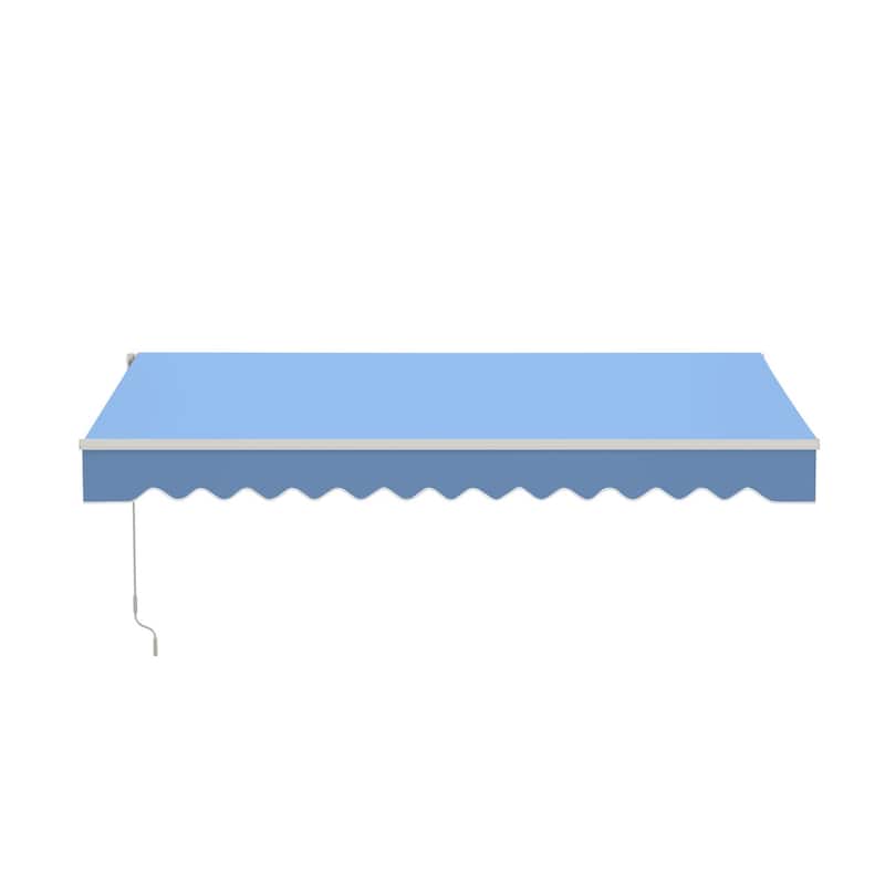 ALEKO Caribbean Motorized Patio Awning - White Frame - Sky Blue - 10 x 8 Feet