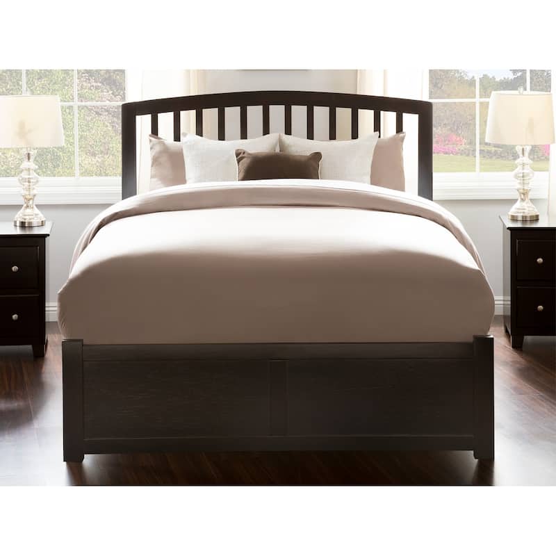 Richmond Queen Platform Bed with Footboard and 2 Drawers in Espresso