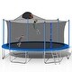 preview thumbnail 4 of 7, Trampoline with Basketball Hoop, Outdoor Trampolines w/Ladder and Safety Enclosure Net